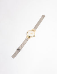 Mixed Metal Two-Toned Mesh Basic Watch - link has visual effect only