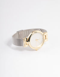 Mixed Metal Two-Toned Mesh Basic Watch - link has visual effect only