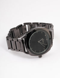 Coated Black Square Face Link Watch - link has visual effect only