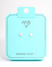 Sterling Silver Pink Opal Stud Earrings - link has visual effect only