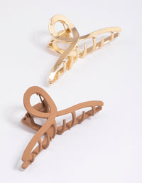 Neutral & Gold Metal Hair Claw Clip Pack - link has visual effect only