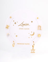 Gold Plated Gemini Star Sign Ear Stackers - link has visual effect only