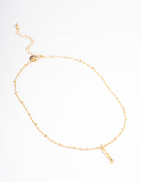 Letter 'I' Gold Plated Bamboo Initial Necklace - link has visual effect only