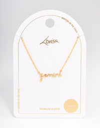 Gold Plated Gemini Script Pendant Necklace - link has visual effect only