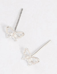 Sterling Silver Butterfly Cubic Zirconia Stud Earrings - link has visual effect only