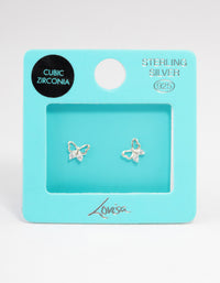 Sterling Silver Butterfly Cubic Zirconia Stud Earrings - link has visual effect only