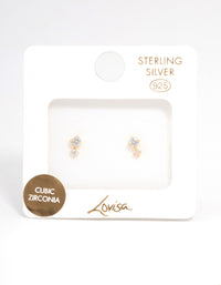 Gold Plated Sterling Silver Cubic Zirconia Stud Earrings - link has visual effect only