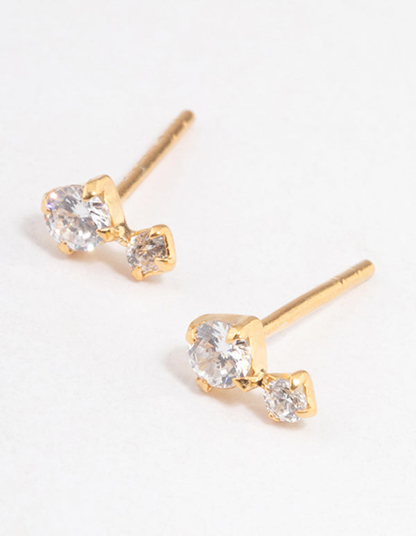 Gold Plated Sterling Silver Cubic Zirconia Stud Earrings