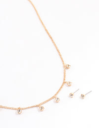 Gold Diamante Droplet Jewellery Set - link has visual effect only