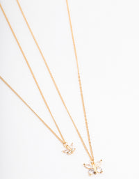 Gold Plated Cubic Zirconia Link Butterfly Necklace Pack - link has visual effect only