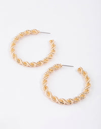 Gold Rope Twisted Hoop Earrings - link has visual effect only