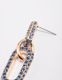 Gold Crystal Link Drop Earrings - link has visual effect only