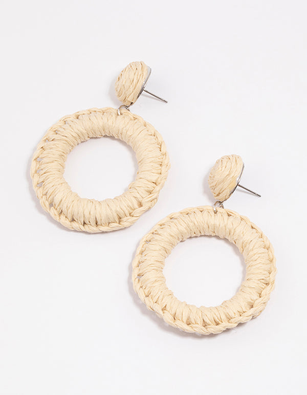 Gold Wrapped Circle Drop Earrings