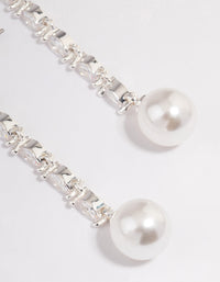 Silver Plated Fine Cubic Zirconia Round Pearl Drop Earrings - link has visual effect only