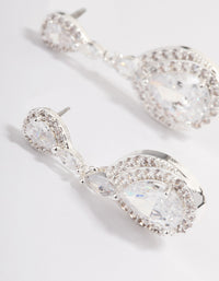 Silver Plated Cubic Zirconia Marquise Drop Earrings - link has visual effect only