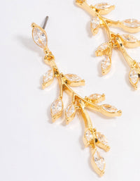 Gold Plated Cubic Zirconia Marquise Leaf Drop Earrings - link has visual effect only