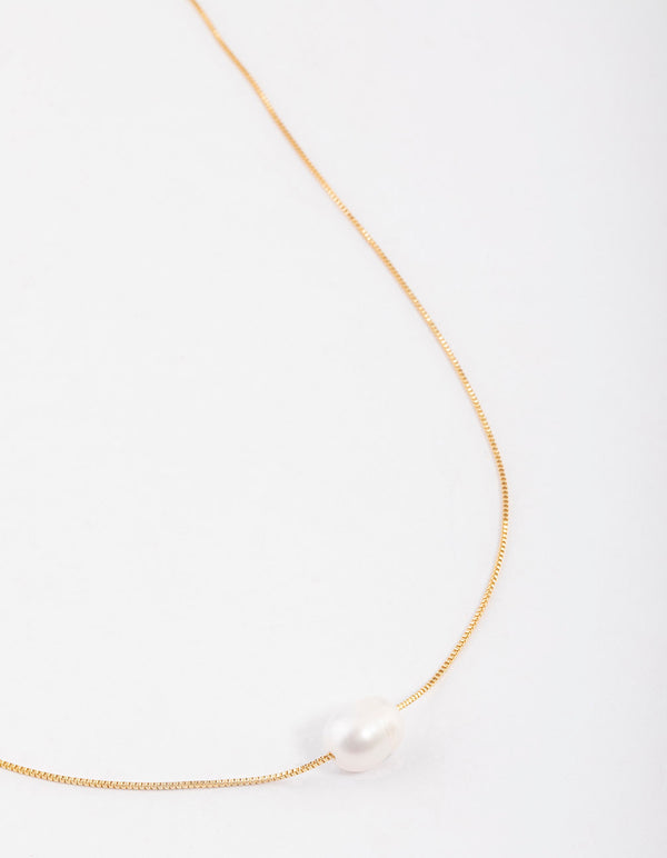 Gold Plated Freshwater Pearl Pendant Necklace