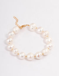 Gold Plated Freshwater Pearl Bracelet - link has visual effect only