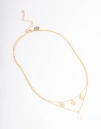 Gold Filo Flower & Pearl Layered Necklace - link has visual effect only