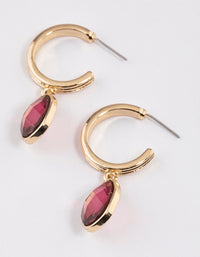 Gold Organic Stone Drop Hoop Earrings - link has visual effect only