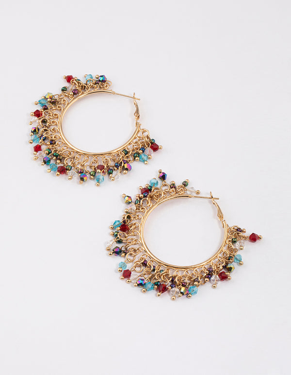 Gold Pearly Overload Big Hoop Earrings