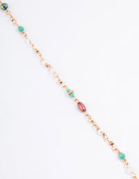 Gold Mixed Facet Beaded Long Necklace - link has visual effect only