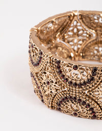 Antique Gold Filigree Diamante Mixed Stretch Bracelet - link has visual effect only