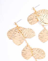 Gold Textured Layered Leaf Drop Earrings - link has visual effect only