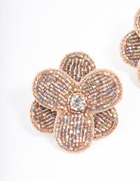 Gold Beaded Flower Stud Earrings - link has visual effect only