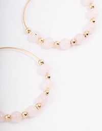 Gold Rose Quartz Mixed Beaded Hoop Earrings - link has visual effect only