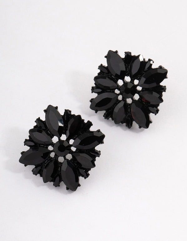 Coated Black Statement Stud Earrings