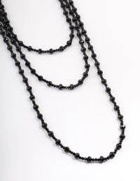 Coated Black Multirow Bead & Facet Necklace - link has visual effect only