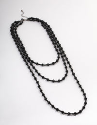 Coated Black Multirow Bead & Facet Necklace - link has visual effect only