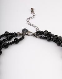 Coated Black Multirow Bead & Facet Necklace - link has visual effect only