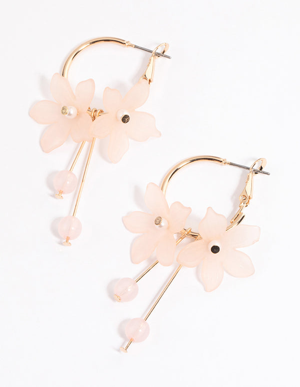 Blush Multi Prong Flower Hoop Earrings