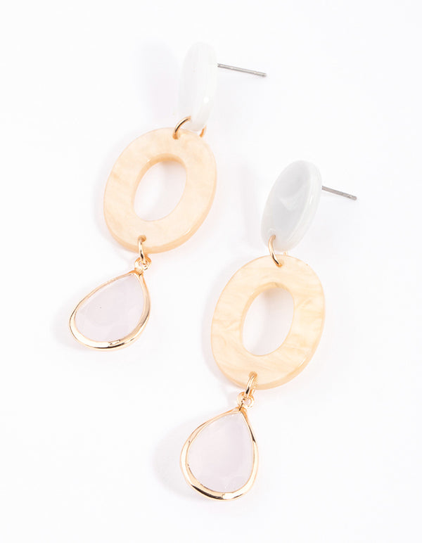 Neutral Acrylic Open Disc Drop Earrings