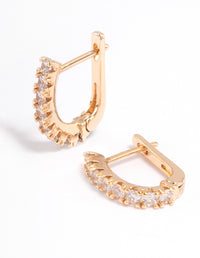 Gold Mini Classic Diamante Huggie Earring - link has visual effect only