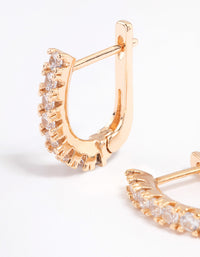 Gold Mini Classic Diamante Huggie Earring - link has visual effect only