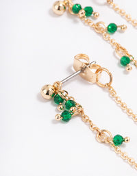 Green Dainty Beaded Sandwich Drop Earrings - link has visual effect only