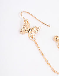 Gold Butterfly Drop Chain Earrings - link has visual effect only