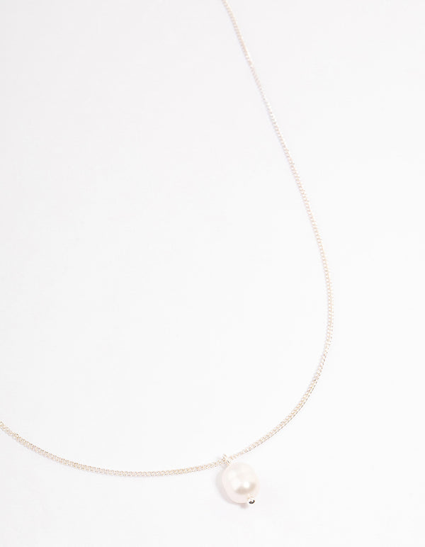 Silver Freshwater Pearl Drop Necklace