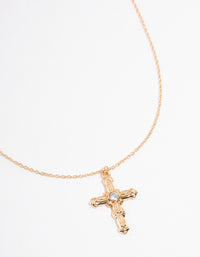 Gold Ornate Diamante Cross Necklace - link has visual effect only