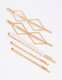 Gold Pearl Hair Slide 5-Pack - link has visual effect only