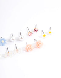 Pastel Mixed Flower Earrings 8-Pack - link has visual effect only