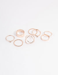 Rose Gold Thick & Diamante Ring 8-Pack - link has visual effect only