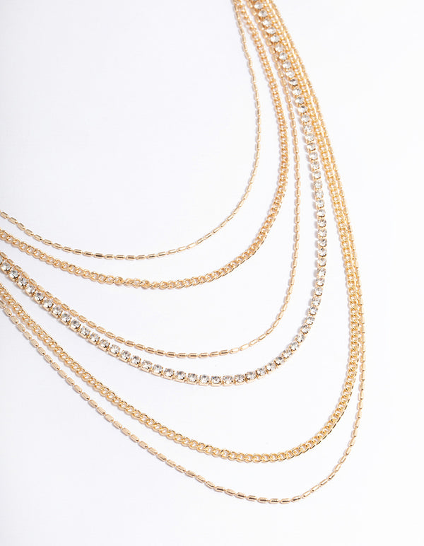 Gold Six Row Layered Necklace