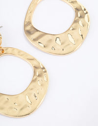 Gold Plated Molten Open Circle Drop Earrings - link has visual effect only