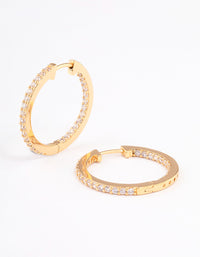 Gold Plated Cubic Zirconia Pave Huggie Earrings - link has visual effect only