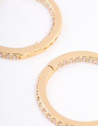 Gold Plated Cubic Zirconia Pave Huggie Earrings - link has visual effect only