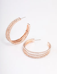 Rose Gold Triple Illusion Statement Hoop Earrings - link has visual effect only